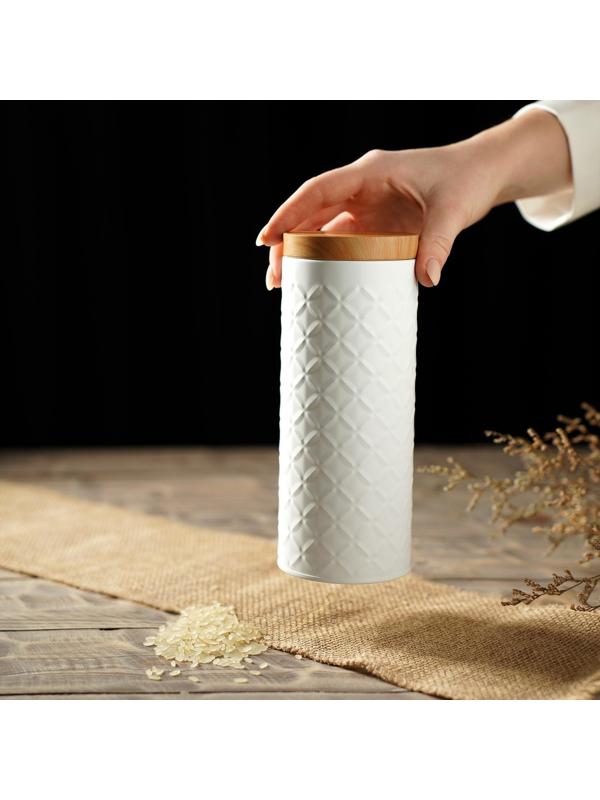Банка для сыпучих продуктов «Ромб», 790 мл, 19×7,5×7,5 см, цвет белый