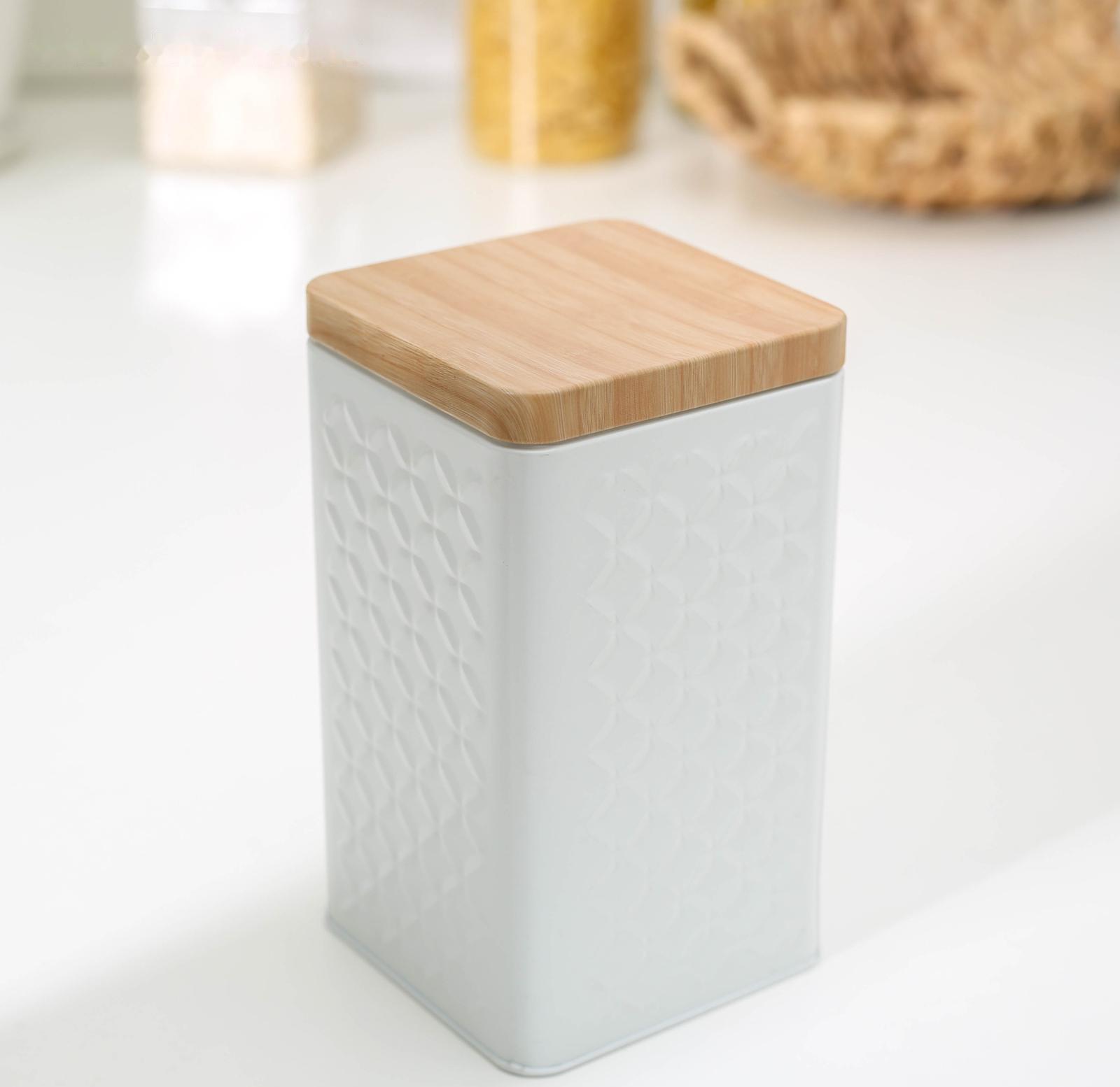 Банка для сыпучих продуктов «Ромб», 10×18 см, цвет белый