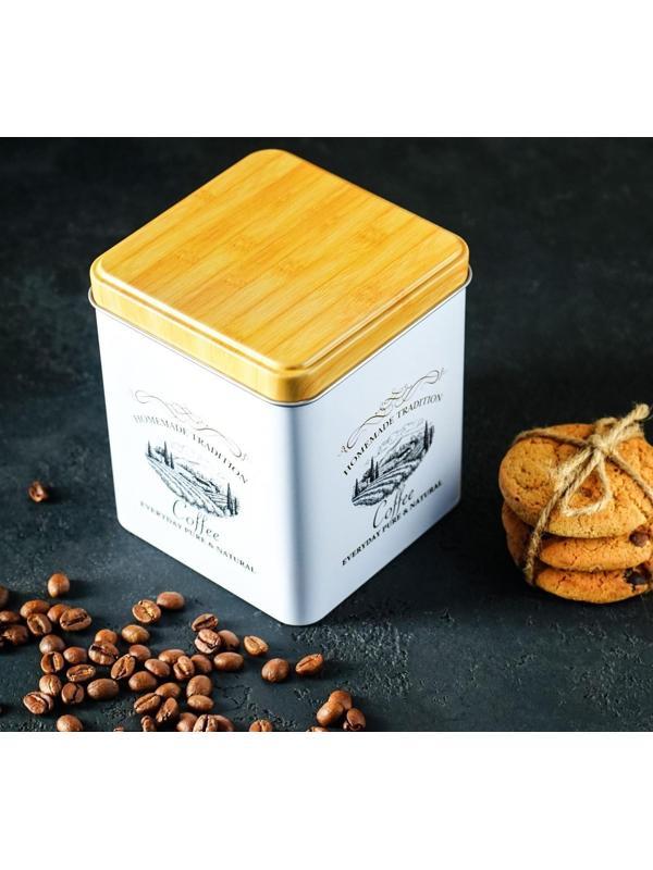 Банка для кофе «Дом и поле», 12×10×10 см, цвет белый