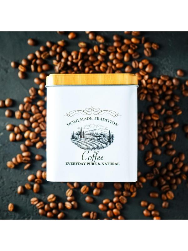 Банка для кофе «Дом и поле», 12×10×10 см, цвет белый