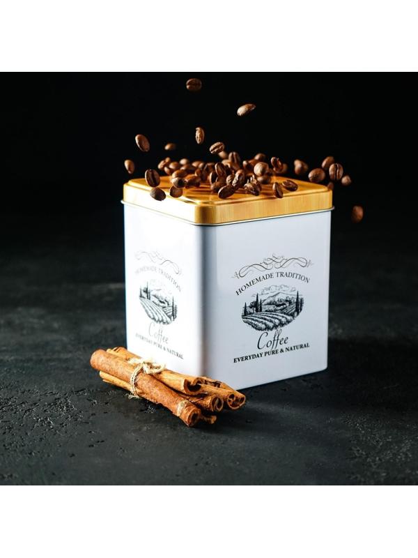 Банка для кофе «Дом и поле», 12×10×10 см, цвет белый