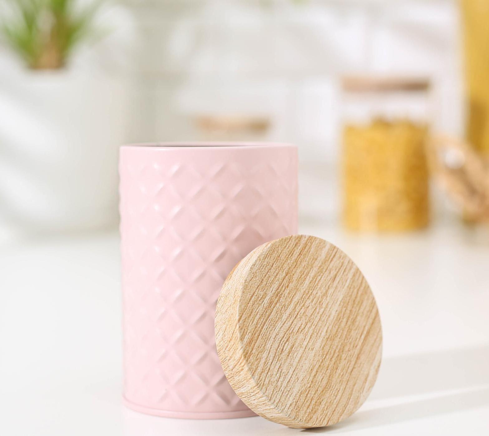 Банка для сыпучих продуктов «Сканди», 430 мл, 11,5×7,3 см, цвет розовый