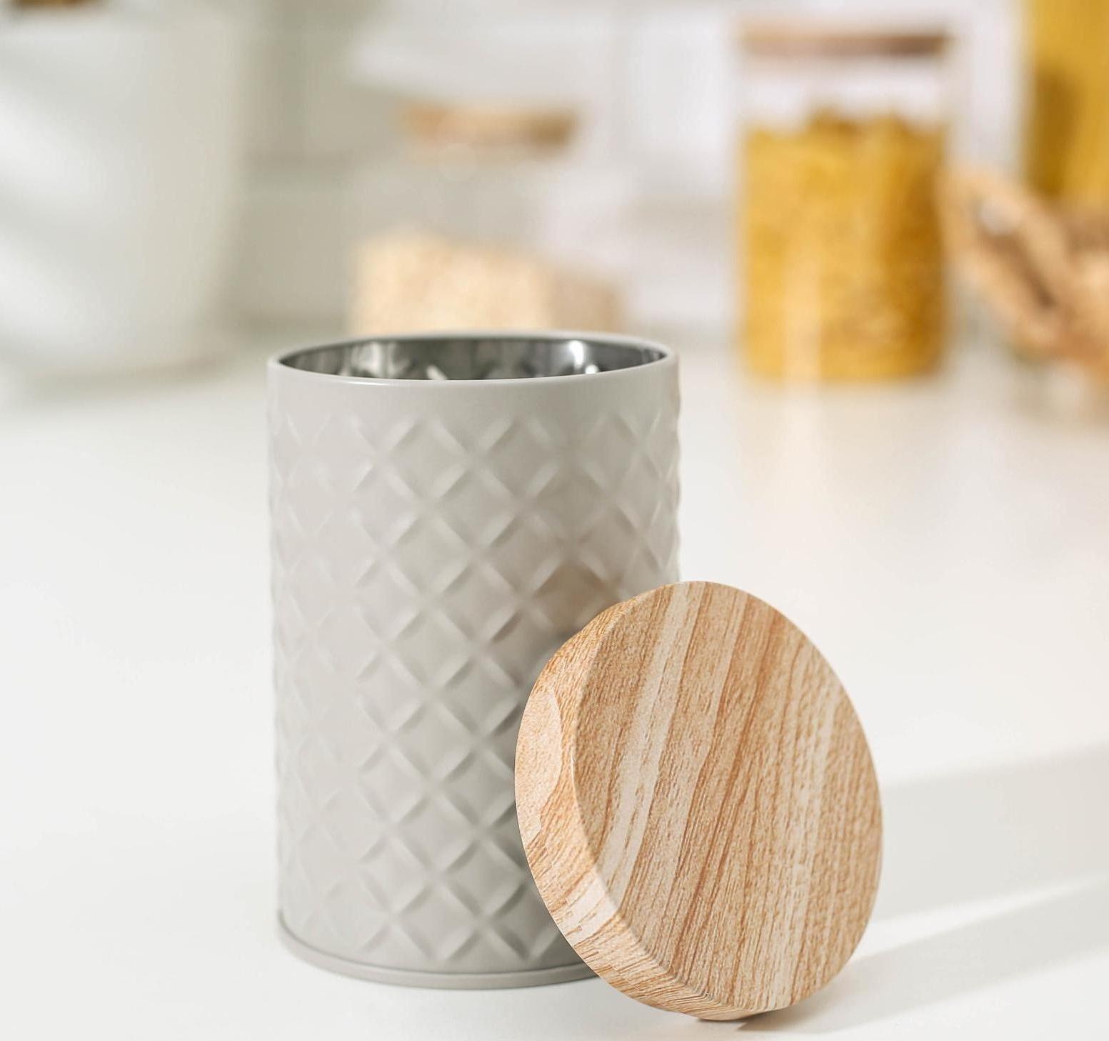 Банка для сыпучих продуктов «Сканди», 430 мл, 11,5×7,3 см, цвет серый