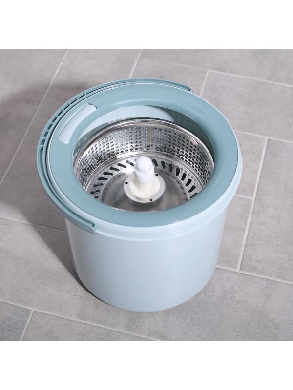 Швабра с отжимом и ведро «Мини»: ведро с металлической центрифугой 10 л, швабра, запасная насадка из микрофибры