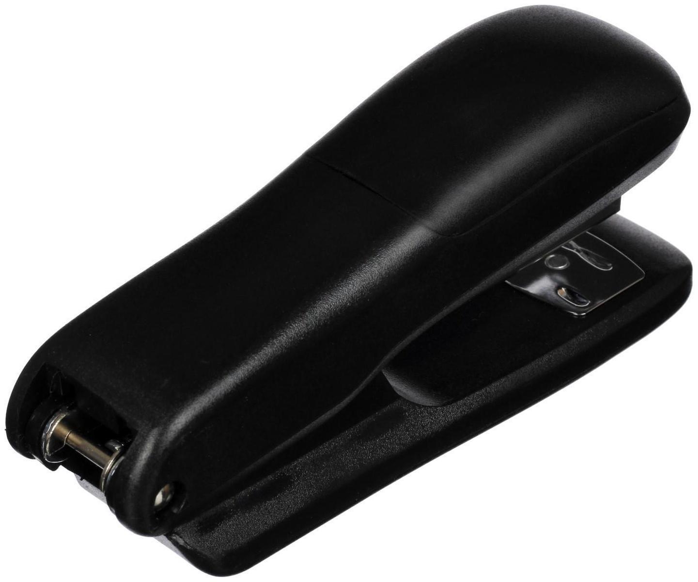 Степлер №24/6 и 26/6 на 20 листов, deVENTE Neon пластиковый корпус, 2 вида скрепления, антискользящее основание, чёрный