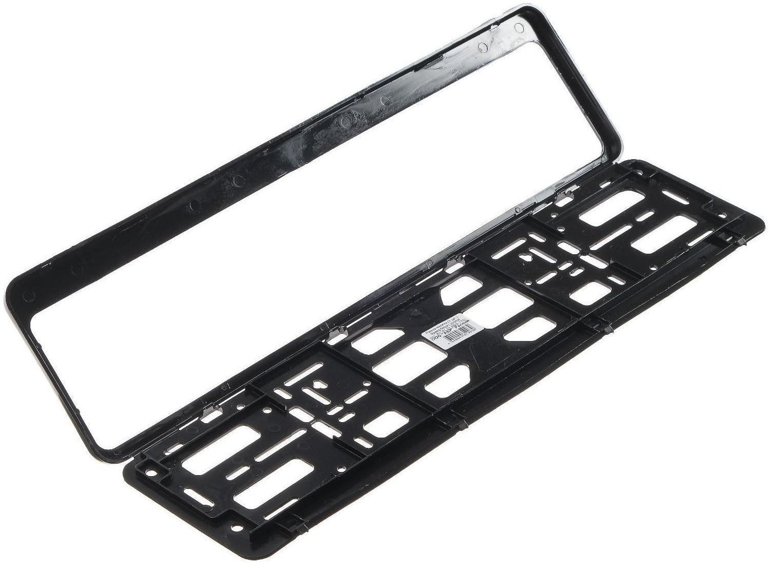 Рамка для автомобильного номера, книжка, черная, цвет белый с золотом