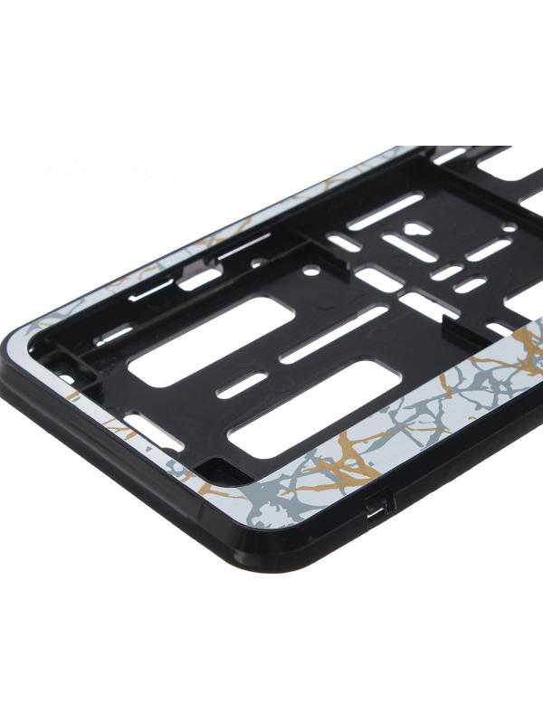 Рамка для автомобильного номера, книжка, черная, цвет белый с золотом