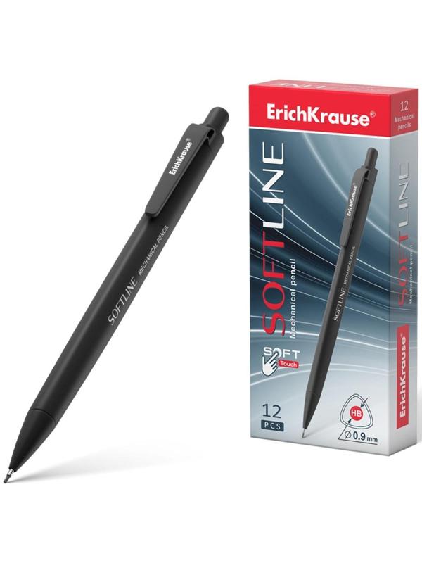Карандаш механический НВ, 0.9 мм, ErichKrause SoftLine, черный