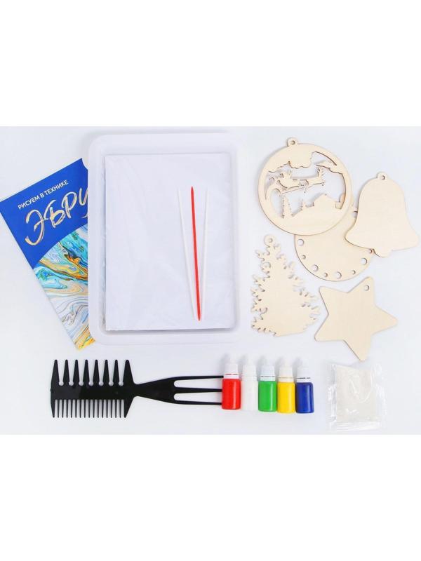 Набор для творчества «Рисуем в технике Эбру», А5 Новый год +5 ёлочных украшений