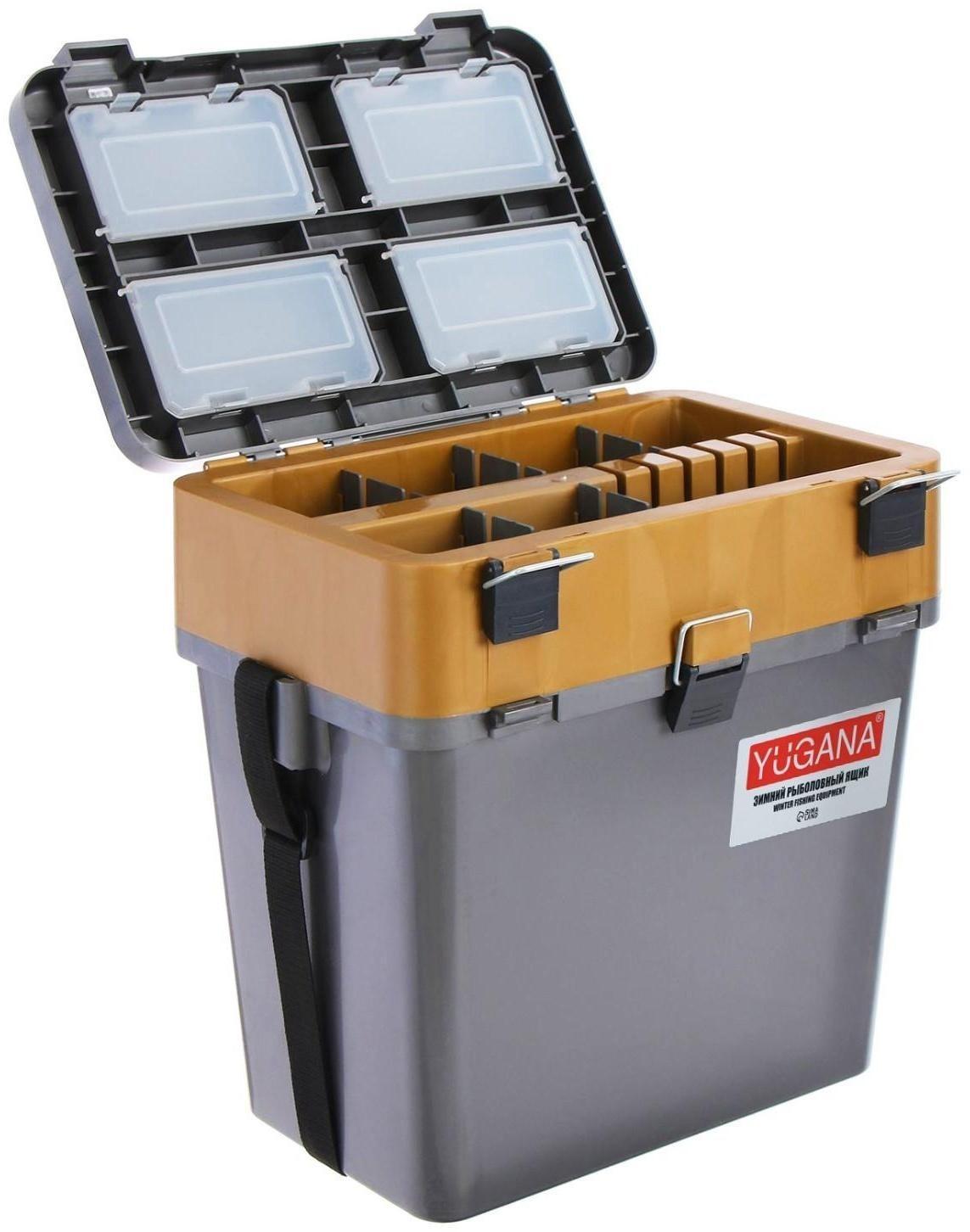 Ящик зимний YUGANA двухсекционный, цвет серый/золото
