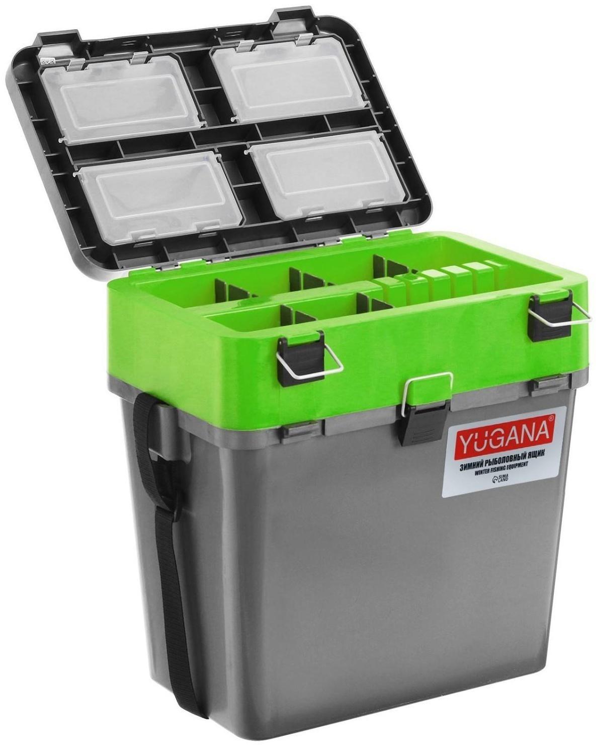 Ящик зимний YUGANA двухсекционный, цвет серо-салатовый