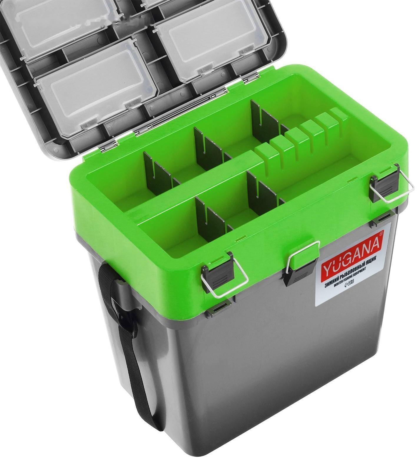 Ящик зимний YUGANA двухсекционный, цвет серо-салатовый