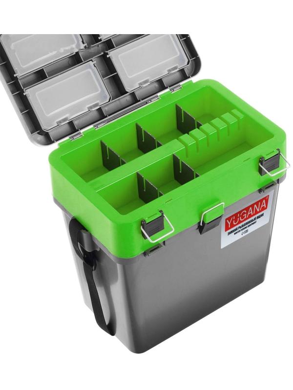 Ящик зимний YUGANA двухсекционный, цвет серо-салатовый