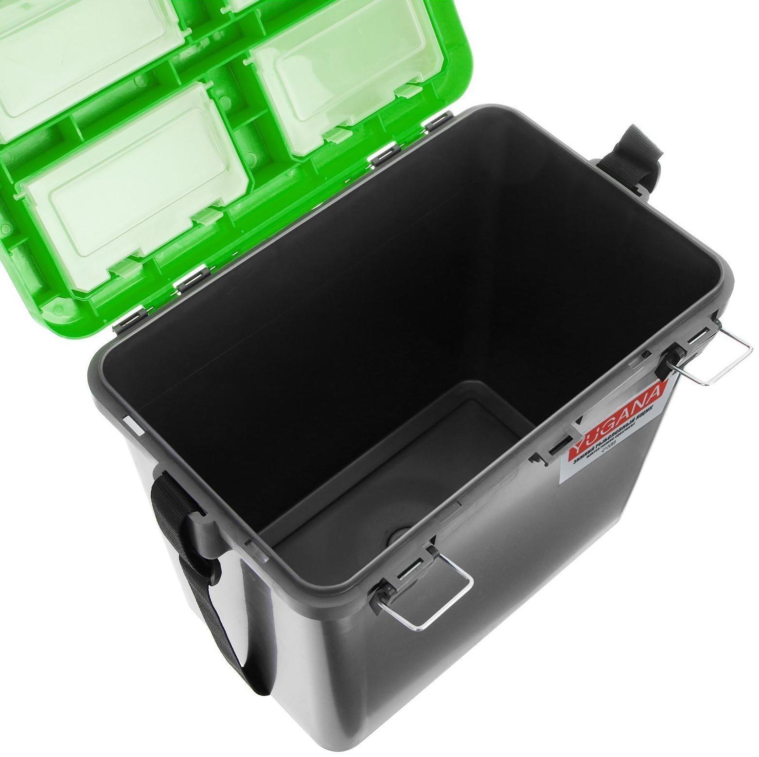 Ящик зимний YUGANA односекционный, цвет серый/салатовый