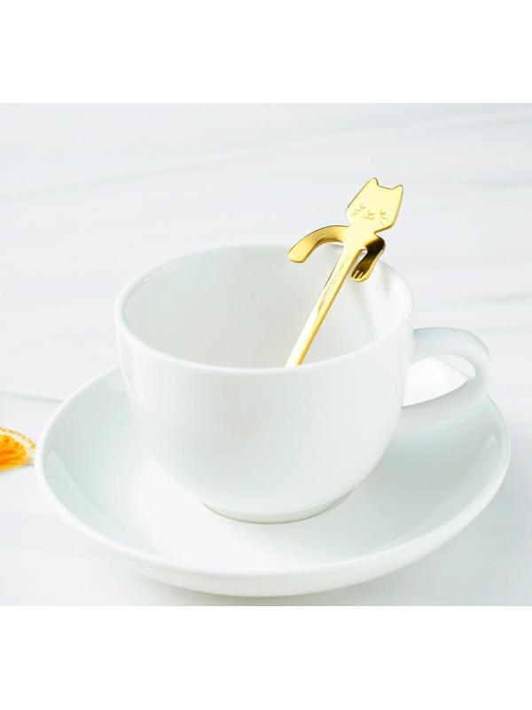 Ложка чайная из нержавеющей стали Magistro «Котик», h=11,5 см, цвет золотой