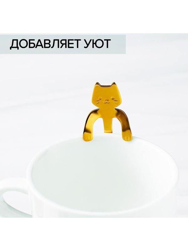Ложка чайная из нержавеющей стали Magistro «Котик», h=11,5 см, цвет золотой
