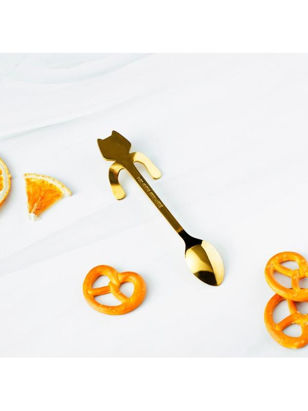 Ложка чайная из нержавеющей стали Magistro «Котик», h=11,5 см, цвет золотой