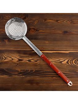 Шумовка для казана узбекская 58см, диаметр 16см, с деревянной ручкой