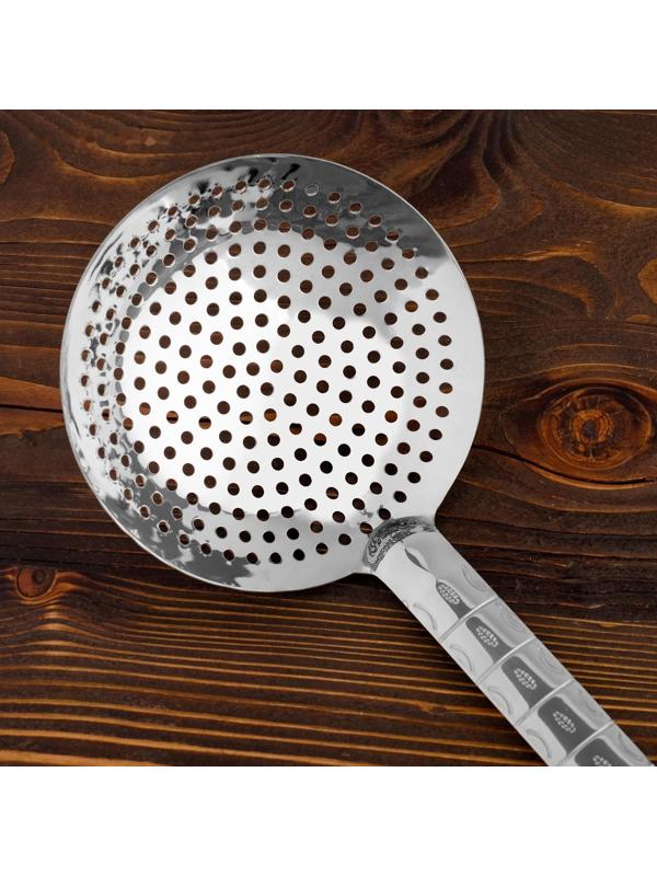 Шумовка для казана узбекская 58см, диаметр 16см, с деревянной ручкой