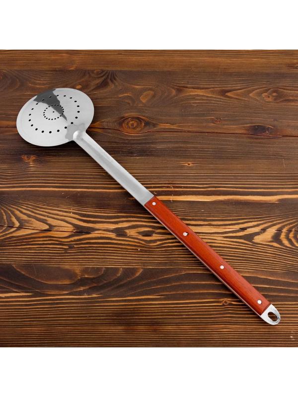 Шумовка для казана узбекская 65см, диаметр 16см, с деревянной ручкой