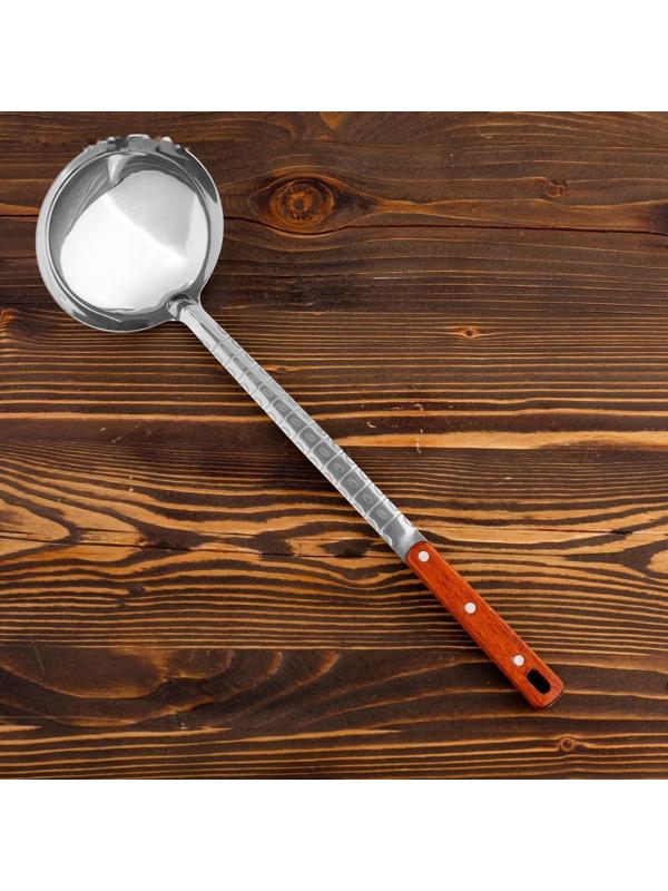 Поварешка для казана узбекская 42см, диаметр 14см с деревянной ручкой