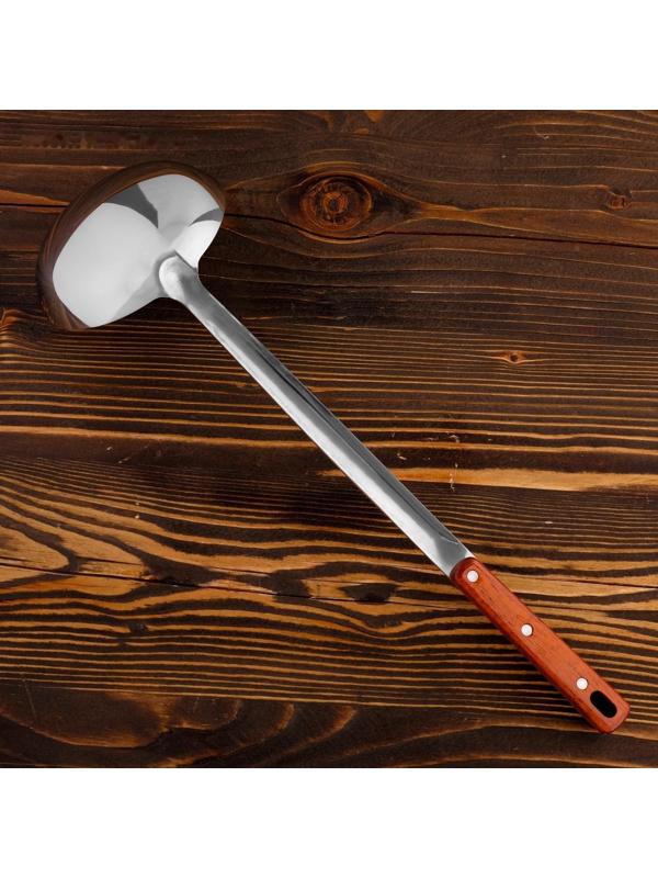 Поварешка для казана узбекская 42см, диаметр 14см с деревянной ручкой