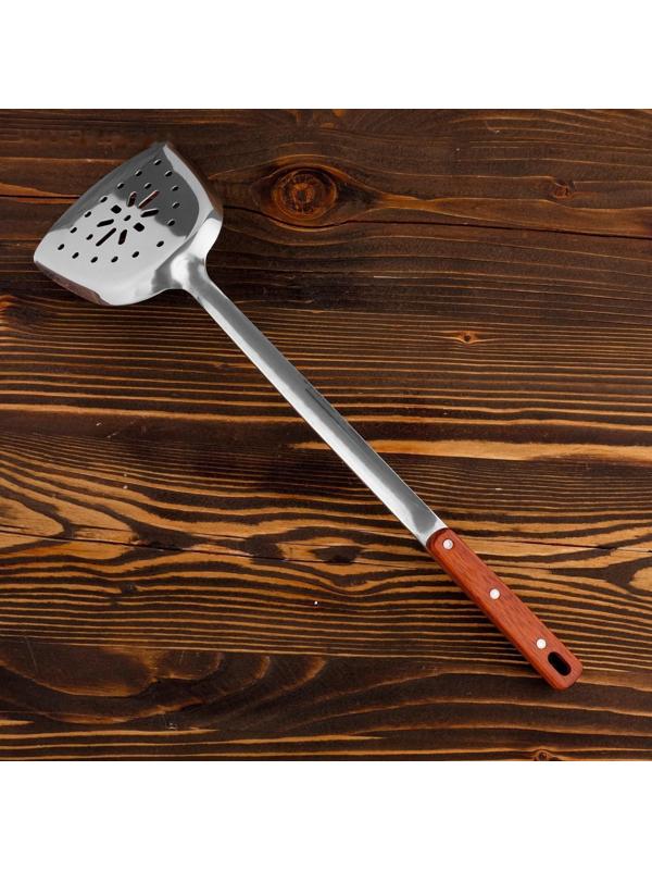 Шумовка-лопатка для казана узбекская 45см, ширина 14см, с деревянной ручкой