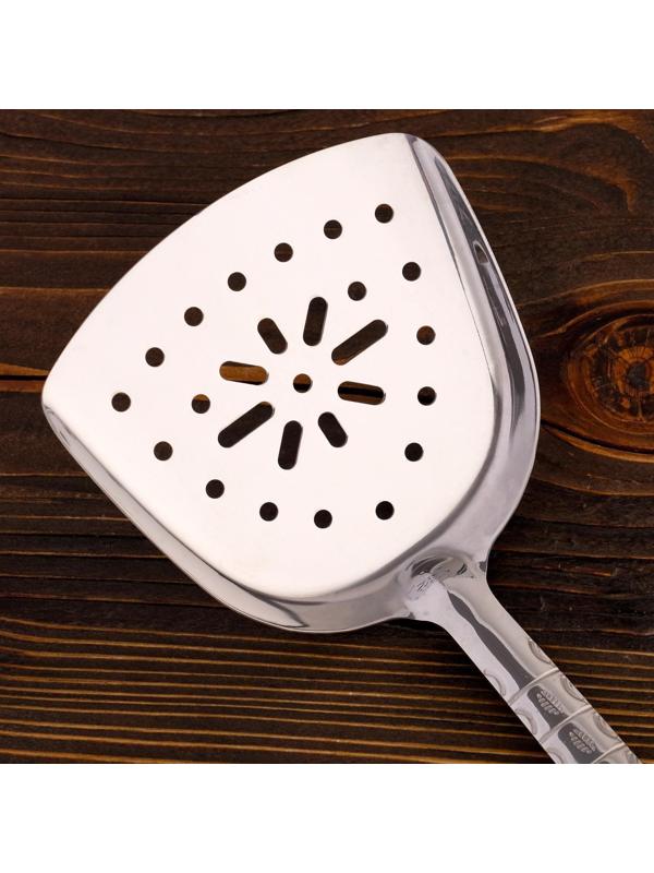 Шумовка-лопатка для казана узбекская 45см, ширина 14см, с деревянной ручкой