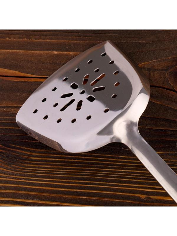 Шумовка-лопатка для казана узбекская 45см, ширина 14см, с деревянной ручкой