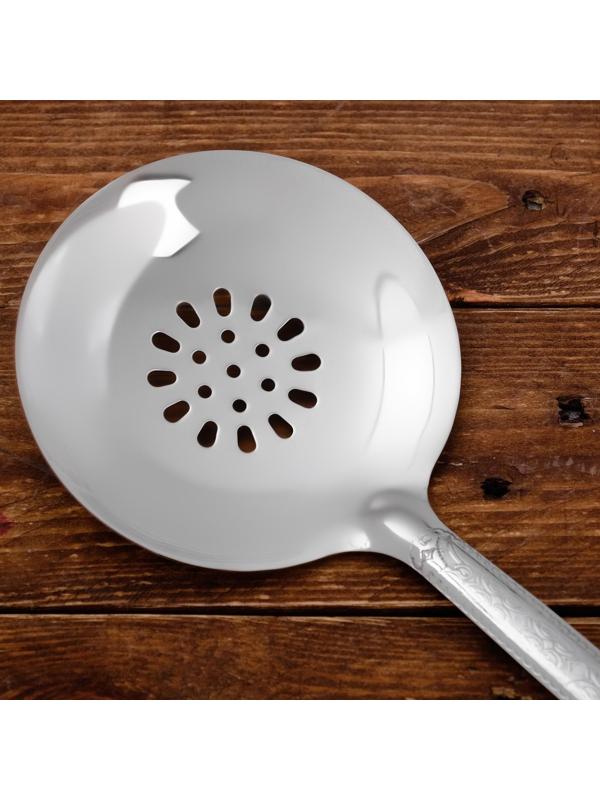 Шумовка для казана узбекская 48см, диаметр 14см, с деревянной ручкой