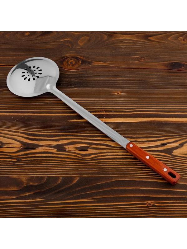 Шумовка для казана узбекская 48см, диаметр 14см, с деревянной ручкой