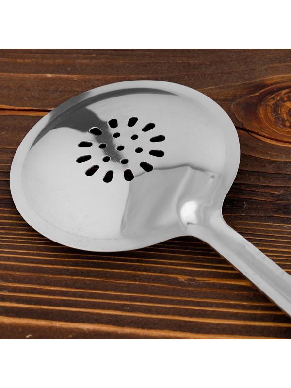 Шумовка для казана узбекская 48см, диаметр 14см, с деревянной ручкой