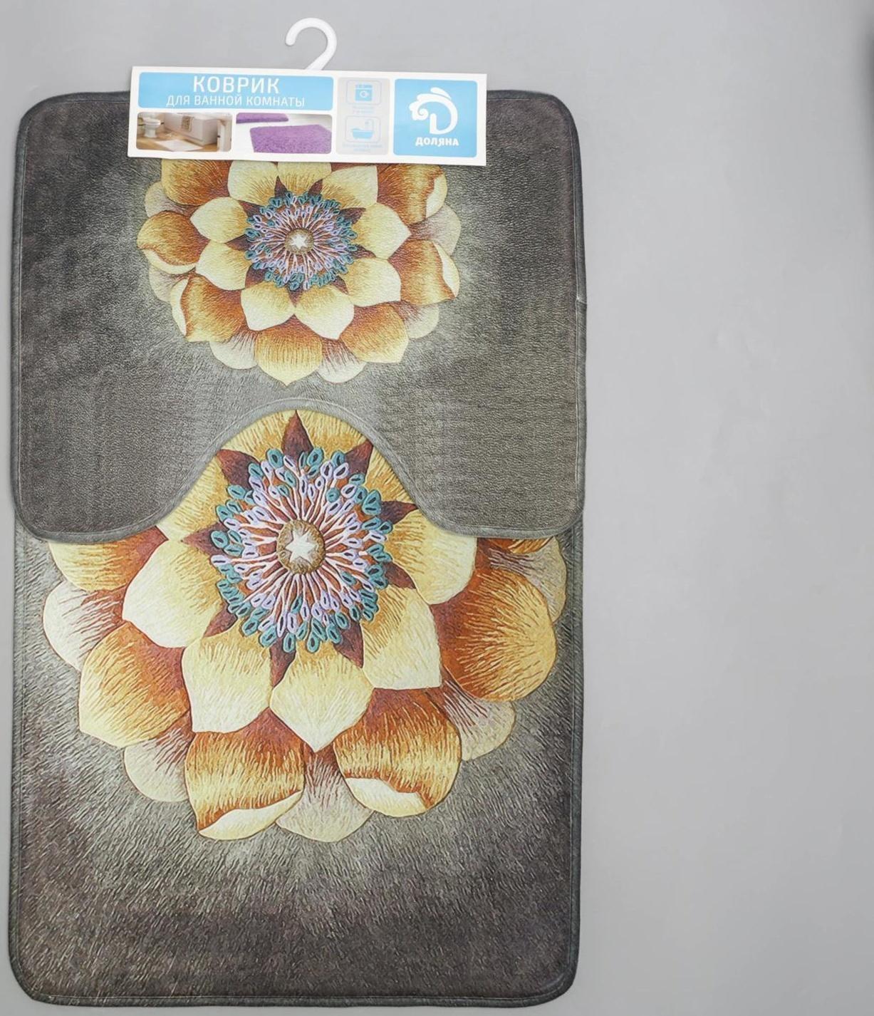 Набор ковриков для ванной и туалета Доляна «Аура», 2 шт: 50×80, 50×40 см