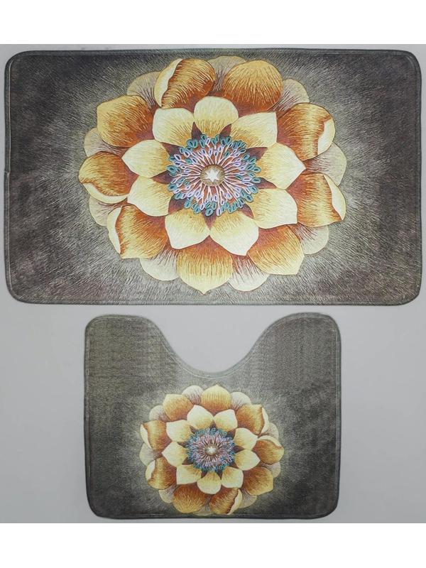 Набор ковриков для ванной и туалета Доляна «Аура», 2 шт: 50×80, 50×40 см