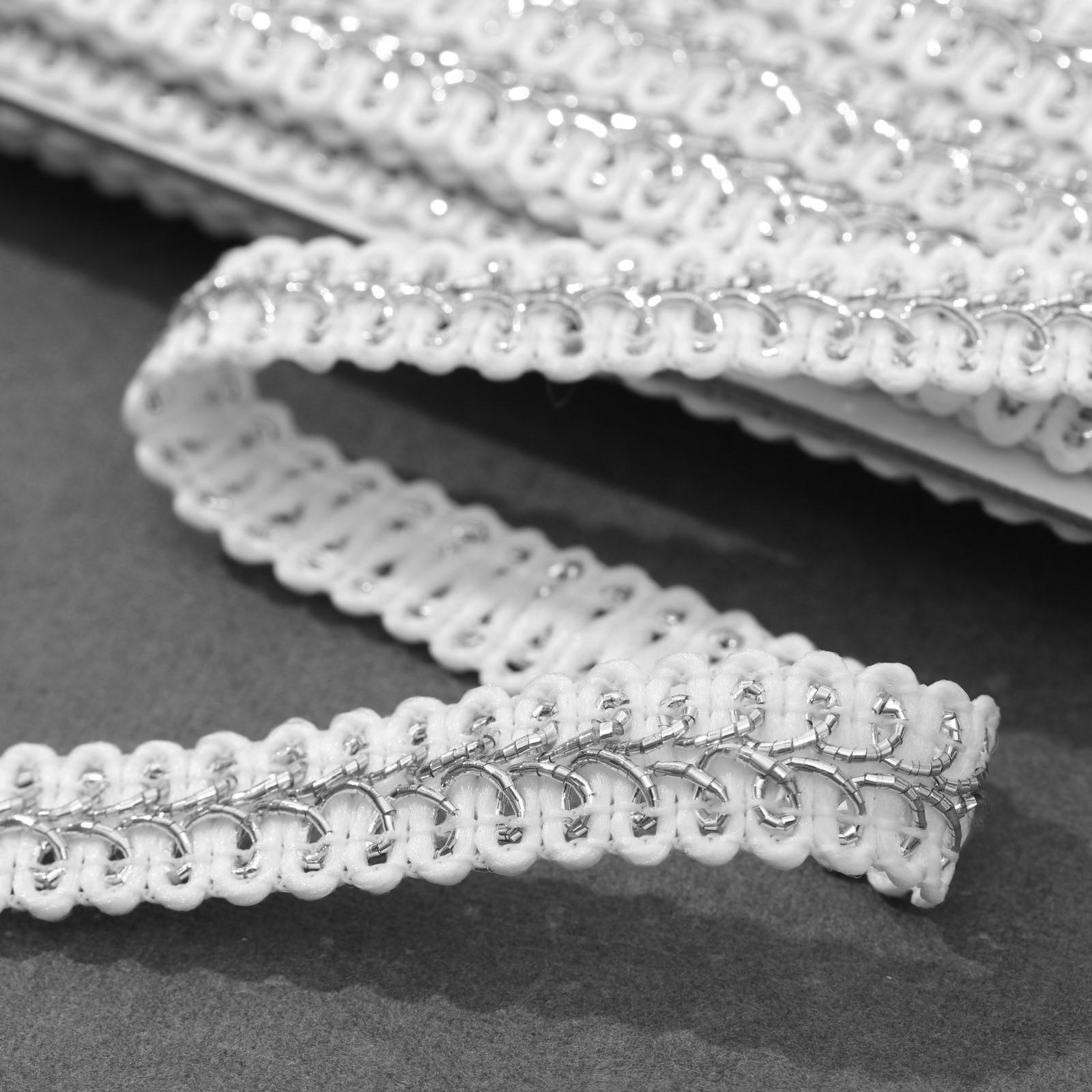 Тесьма декоративная «Шанель», 12 мм, 10 ± 1 м, цвет серебряный