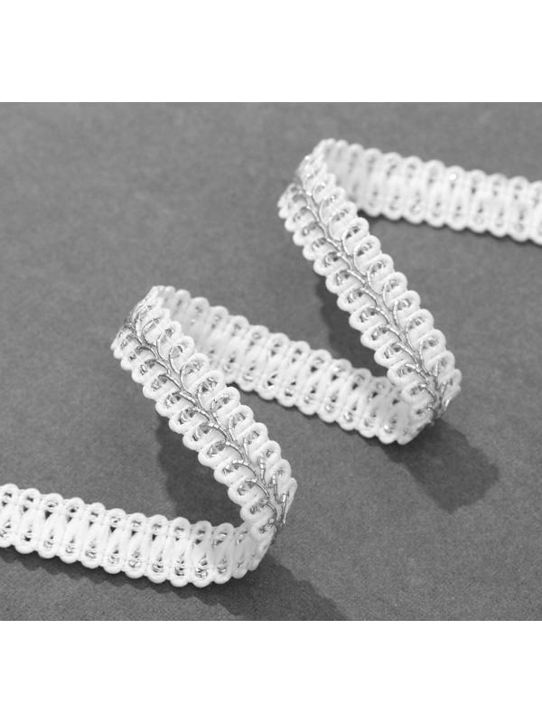 Тесьма декоративная «Шанель», 12 мм, 10 ± 1 м, цвет серебряный