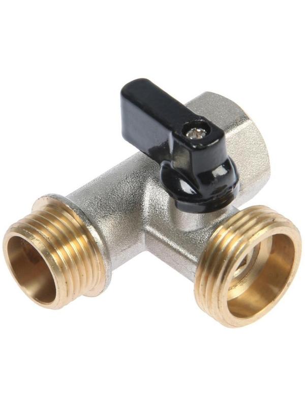 Кран шаровой ZEIN engr, для подключения бытовой техники, 3-х проходной, 1/2
