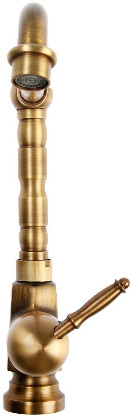 Смеситель для кухни и раковины ZEIN Ретро, высокий излив, без подводки, латунь, цвет бронза