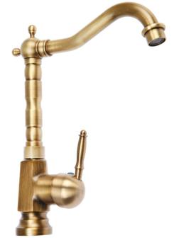 Смеситель для кухни и раковины ZEIN Ретро, высокий излив, без подводки, латунь, цвет бронза