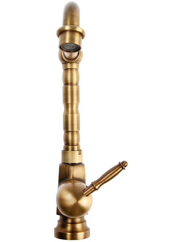 Смеситель для кухни и раковины ZEIN Ретро, высокий излив, без подводки, латунь, цвет бронза