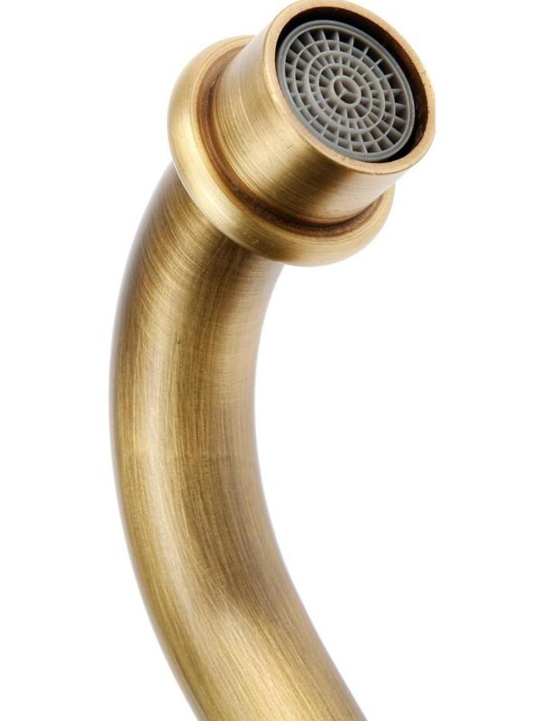 Смеситель для кухни и раковины ZEIN Ретро, высокий излив, без подводки, латунь, цвет бронза