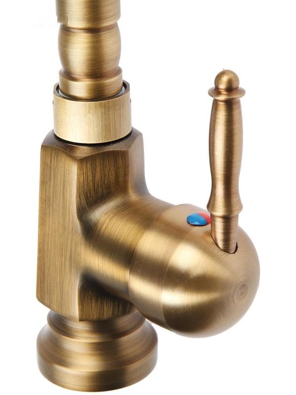 Смеситель для кухни и раковины ZEIN Ретро, высокий излив, без подводки, латунь, цвет бронза