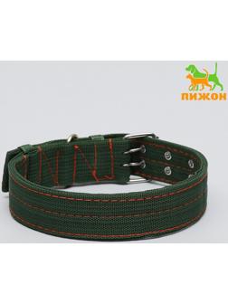 Ошейник четырехслойный с вертлюгом, 80 х 4,9 см, ОШ 64-74 см, полиэстер, зелёный