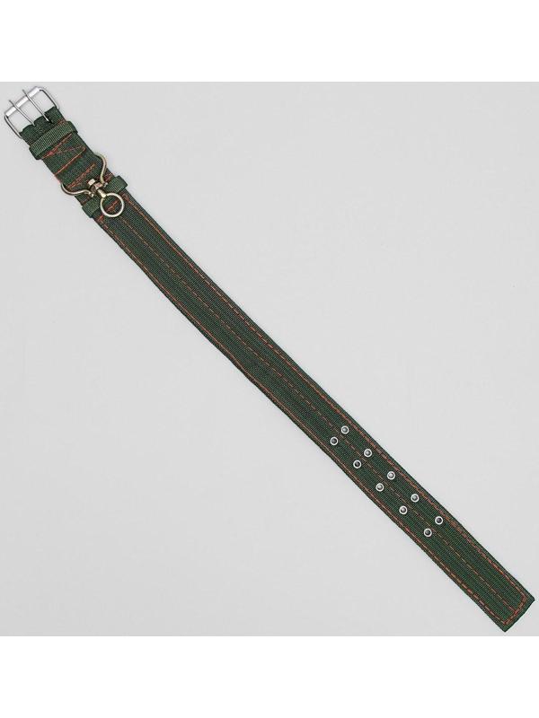 Ошейник четырехслойный с вертлюгом, 80 х 4,9 см, ОШ 64-74 см, полиэстер, зелёный