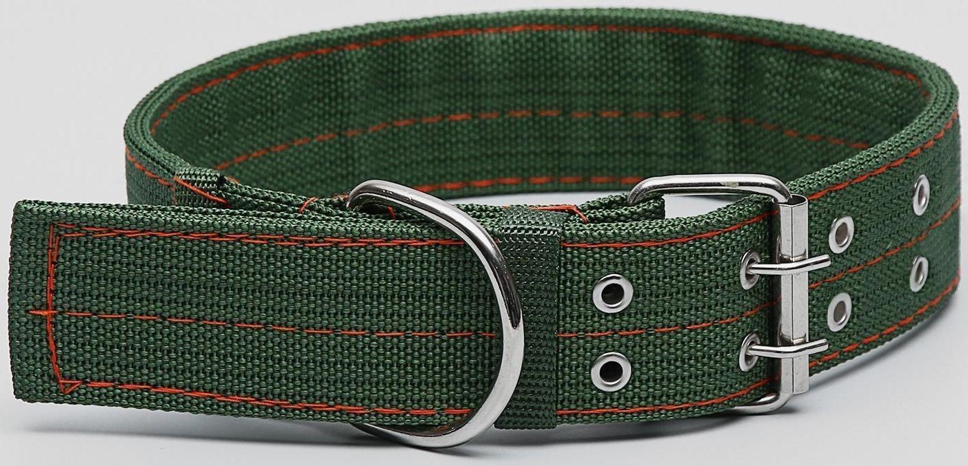 Ошейник четырехслойный, 80 х 4,9 см, ОШ 65-75 см, полиэстер, зелёный