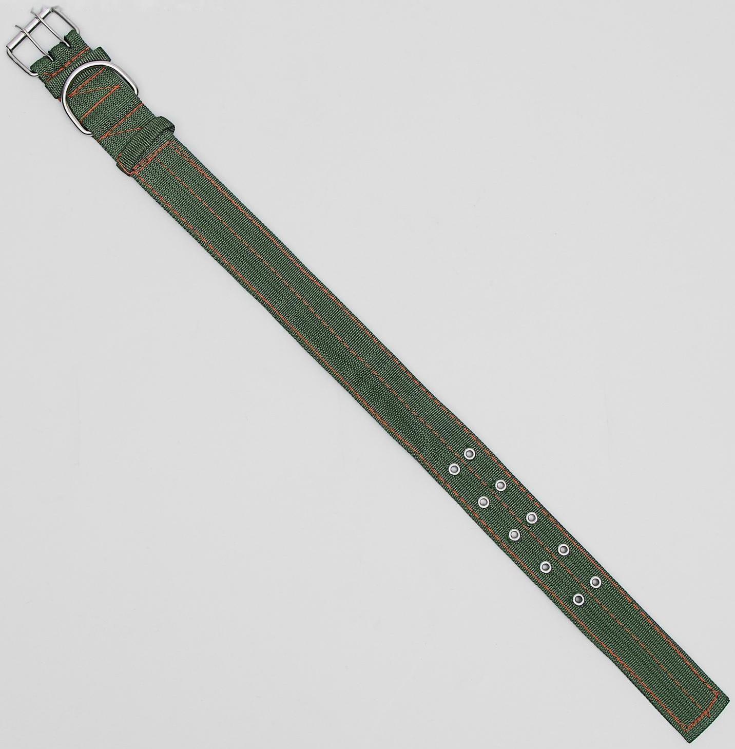 Ошейник четырехслойный, 80 х 4,9 см, ОШ 65-75 см, полиэстер, зелёный