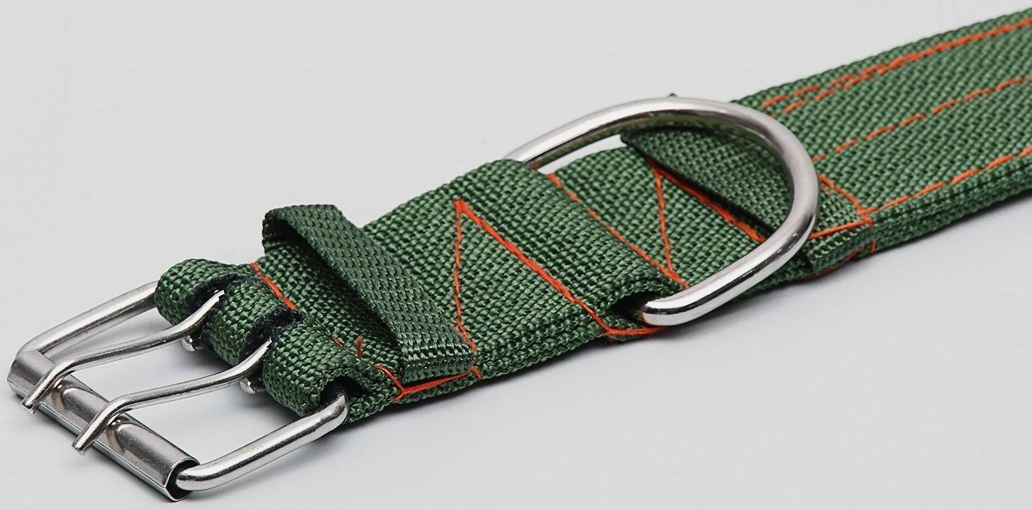 Ошейник четырехслойный, 80 х 4,9 см, ОШ 65-75 см, полиэстер, зелёный