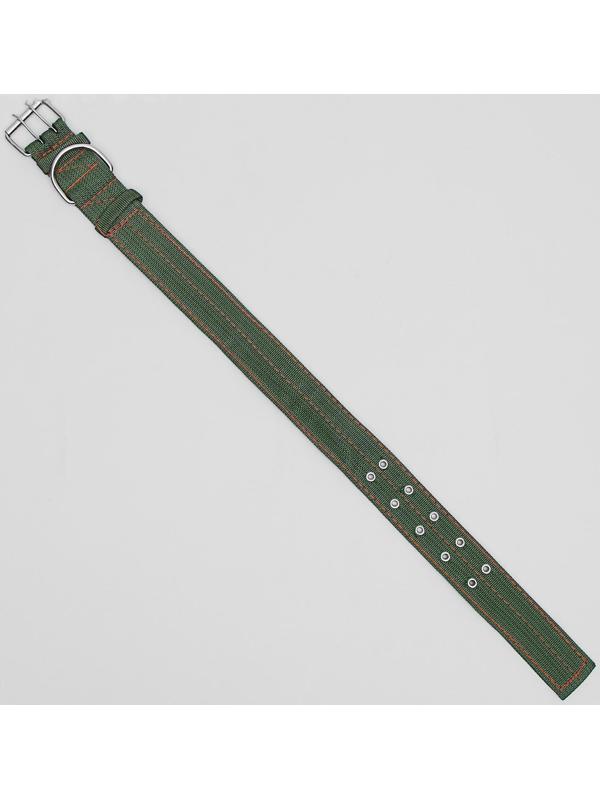 Ошейник четырехслойный, 80 х 4,9 см, ОШ 65-75 см, полиэстер, зелёный