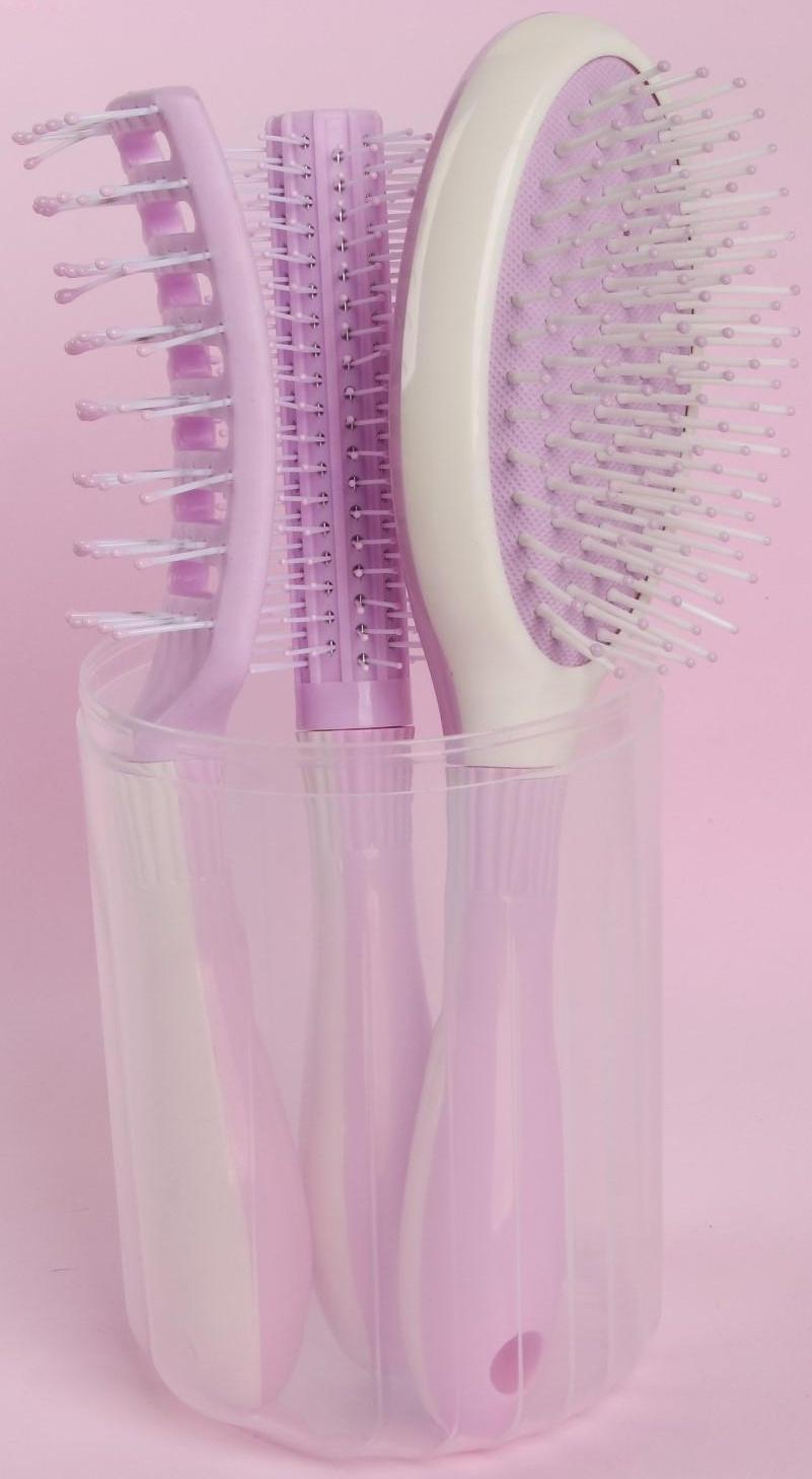 Набор расчёсок, 3 предмета, в футляре, цвет МИКС