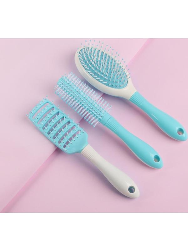 Набор расчёсок, 3 предмета, в футляре, цвет МИКС